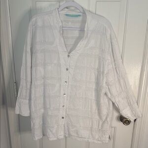 Anthonys Resort Wear Textured White Button-Down Shirt